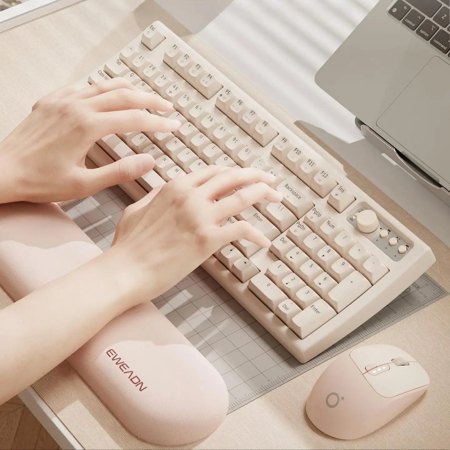 EWEADN V97PRO Wireless Keyboard Cute Creamy Bluetooth/2.4G Gaming Silent Keyboard with RGB Backlit Rechargeable for PC Gamer